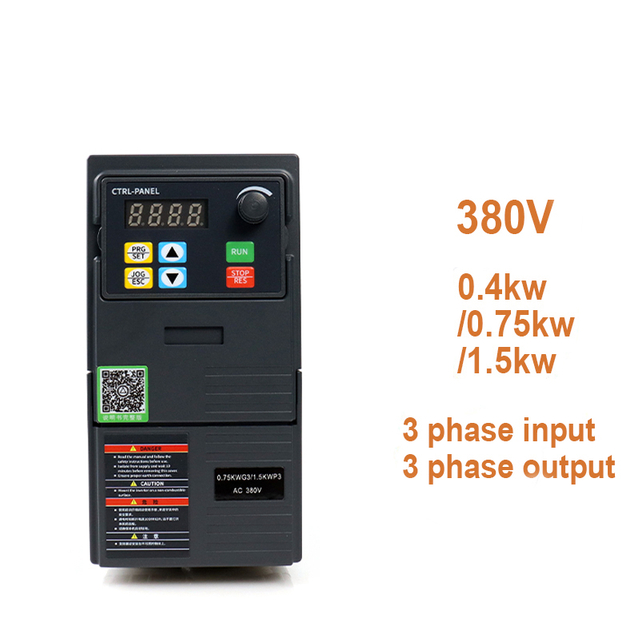 VFD পরিবর্তনশীল ফ্রিকোয়েন্সি ড্রাইভ 380V 0.4KW 0.75KW 1.5KW ইনপুট 3 ফেজ থেকে আউটপুট 3 ফেজ