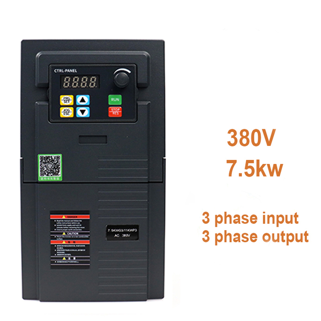ប្រេកង់ប្រេកង់អថេរ VFD 380v 7.5kW បញ្ចូល 3 ដំណាក់កាលដើម្បីចេញ 3 ដំណាក់កាល
